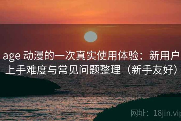 age 动漫的一次真实使用体验：新用户上手难度与常见问题整理（新手友好）